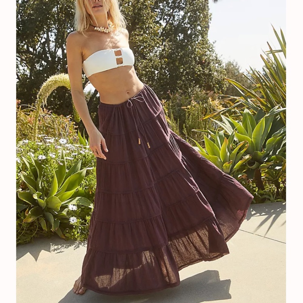 S• 100% Cotton FREE PEOPLE Maxi Drawstring Skirt 🦋✨